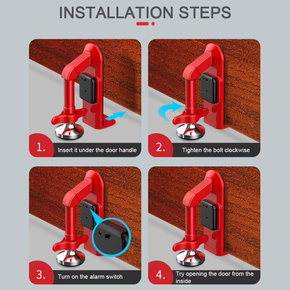 Portable Alarm Door Stopper Battery Powered Door Lock Brace with Penetrating Alarm for Women Security Protection Door Stops