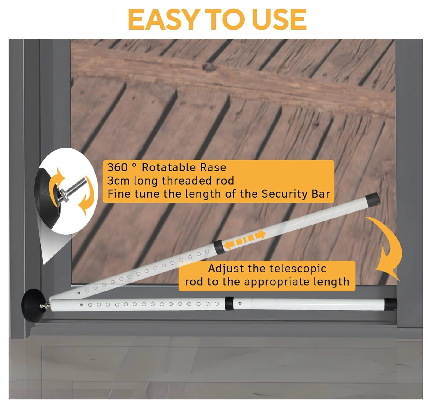 Door Security Bar Lock Entry Barricade Reinforcement Burglar Safety Stopper-2Pck