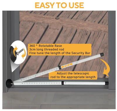 Door Security Bar Lock Entry Barricade Reinforcement Burglar Safety Stopper-2Pck