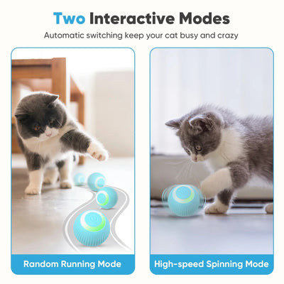 Automatic Rolling Interactive Cat Toy Ball - USB Rechargeable with LED Light for Indoor Play, Green