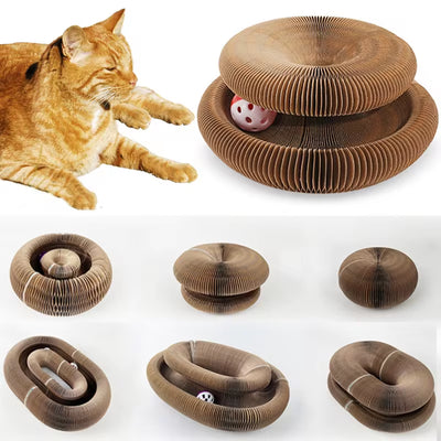 Interactive Magic Organ Foldable Cat Scratch Board with Bell - Fun Climbing Frame & Grinding Toy for Happy Cats!