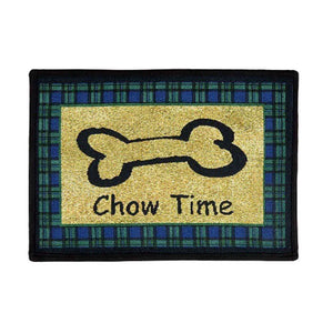 PB Paws & Co. Tapestry Pet Mats, Chow Time Pattern (Sand)