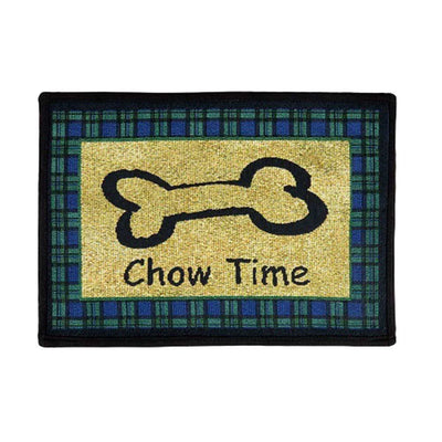 PB Paws & Co. Tapestry Pet Mats, Chow Time Pattern (Sand)