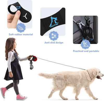 Dog Waste Bag Holder - Leash Dispenser for Walking, Running, and Biking (Set of 2: Black and Pink)