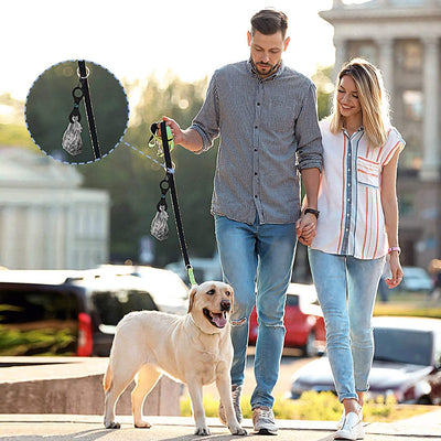 Dog Waste Bag Holder - Leash Dispenser for Walking, Running, and Biking (Set of 2: Black and Pink)