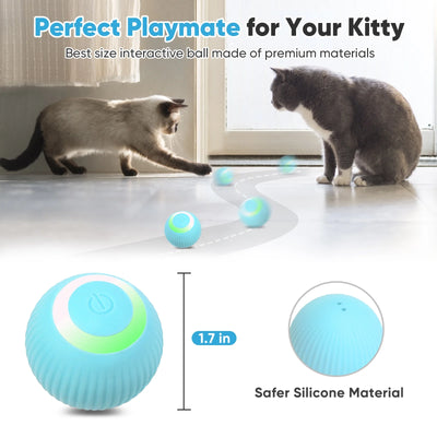 Automatic Rolling Interactive Cat Toy Ball - USB Rechargeable with LED Light for Indoor Play, Green