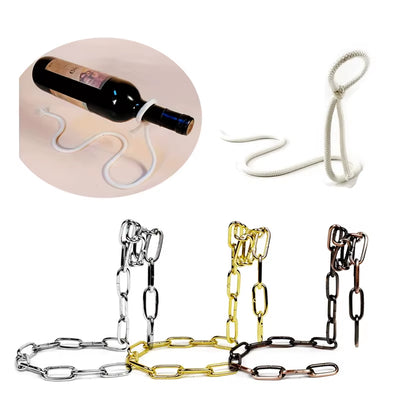 Magical Floating Chain Wine Bottle Holder – Gravity-Defying Suspension Wine Rack for 1 Bottle | Eye-Catching Bar, Kitchen & Home Décor Display Stand