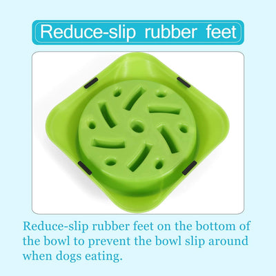 Eco-Friendly Slow Feeder Dog Bowl - Non-Toxic Design for Healthy Eating (Size S-M, Green)