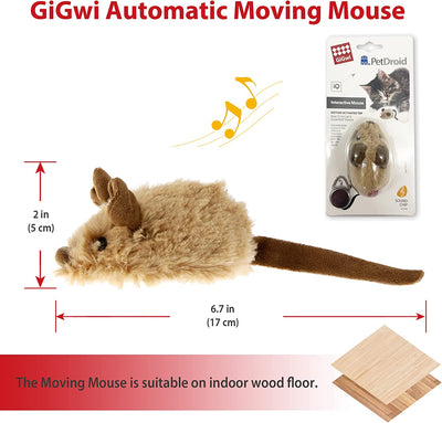 Interactive Electronic Cat Toys for Indoor Cats - Realistic Squeaky Mouse with Automatic Movement for Self-Play and Exercise (Brown Ear)