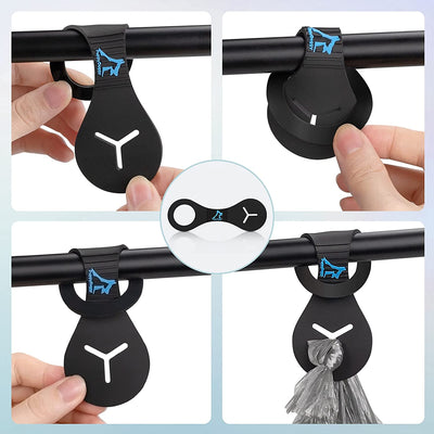 Dog Waste Bag Holder - Leash Dispenser for Walking, Running, and Biking (Set of 2: Black and Pink)