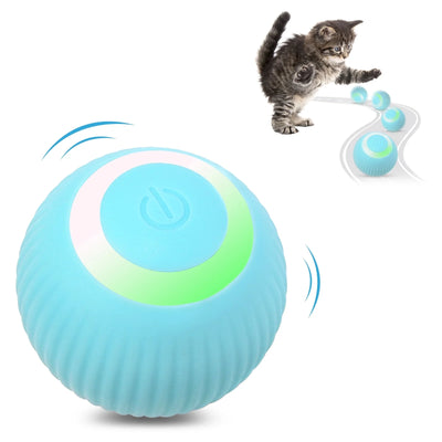 Automatic Rolling Interactive Cat Toy Ball - USB Rechargeable with LED Light for Indoor Play, Green