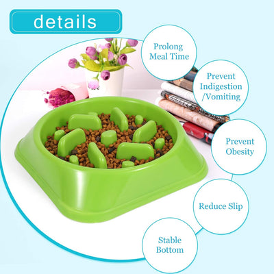 Eco-Friendly Slow Feeder Dog Bowl - Non-Toxic Design for Healthy Eating (Size S-M, Green)