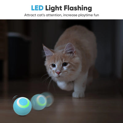 Automatic Rolling Interactive Cat Toy Ball - USB Rechargeable with LED Light for Indoor Play, Green